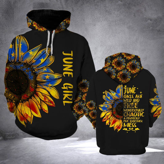 June Girl Sunflower Flag All Over Unisex 3d Hoodie