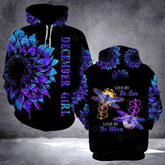 Lkh December Girl The Sun Print Hvq Unisex 3d Hoodie