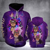Gift For Dog Lover Butterfly Yorkshire Terrier Unisex 3d Hoodie