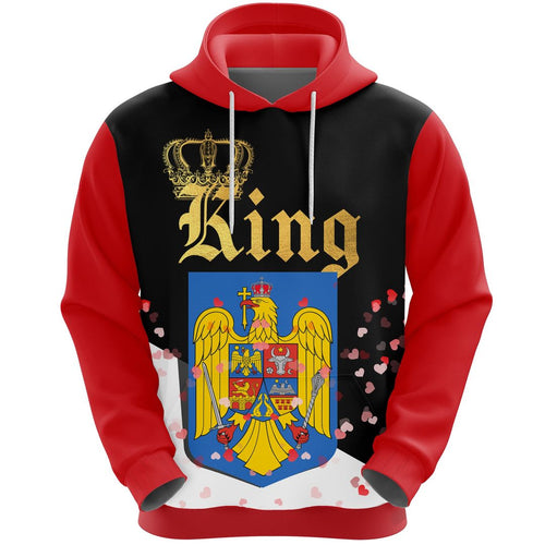 Romania King Valentine Hoodie|Shirts For Men & Women|Adult|Long Sleeves Unisex 3d Hoodie