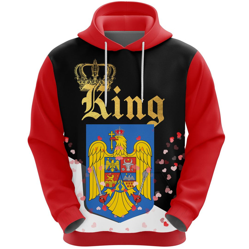 Romania King Valentine Hoodie|Shirts For Men & Women|Adult|Long Sleeves Unisex 3d Hoodie