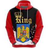 Romania King Valentine Hoodie|Shirts For Men & Women|Adult|Long Sleeves Unisex 3d Hoodie