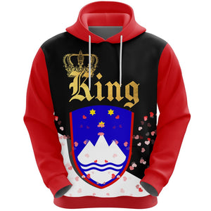 Slovenia King Valentine Hoodie|Shirts For Men & Women|Adult|Long Sleeves Unisex 3d Hoodie