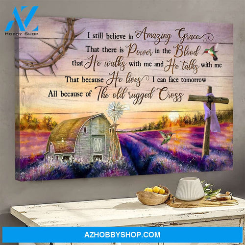 Lavender farm with hummingbirds - I still believe in amazing grace - Jesus Landscape Canvas Prints - Wall Art