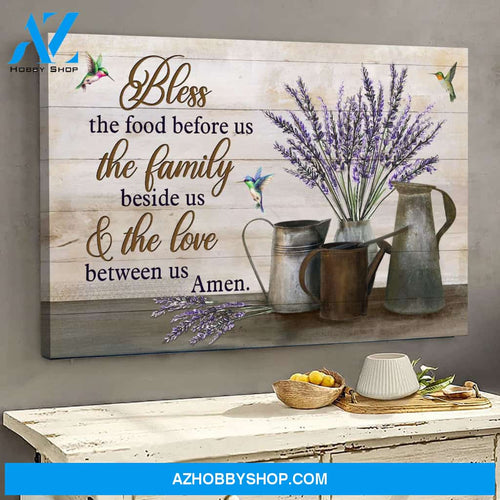 Lavender vase with hummingbird - Bless the food before us - Jesus Landscape Canvas Prints - Wall Art