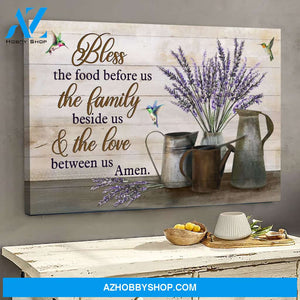 Lavender vase with hummingbird - Bless the food before us Poster/Canvas Wall Art