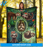 Lazy Baby Sloth Gift For Sloth Lover Printed Fleece Blanket