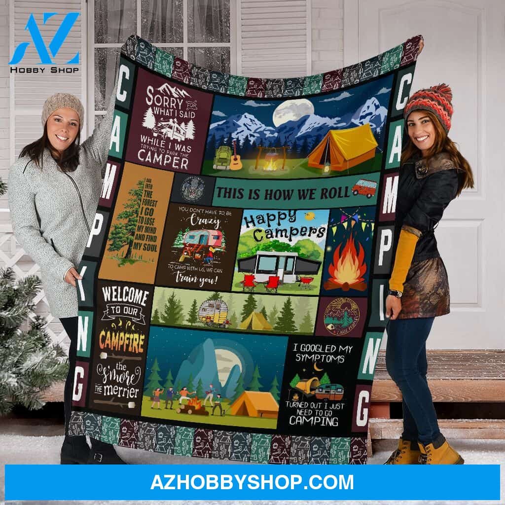 Lbe A Happy Campers Fleece Blanket