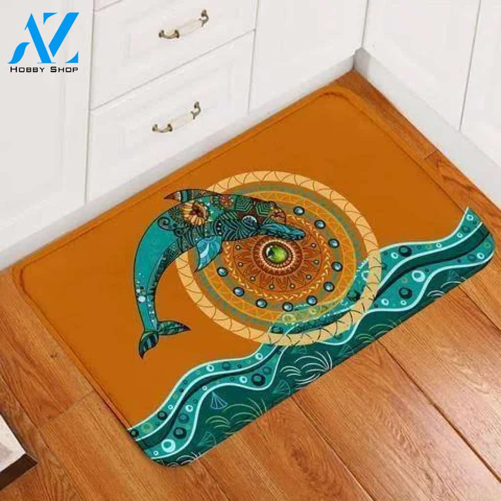 Leaping Dolphin Easy Clean Welcome DoorMat | Funny Doormats | Indoor Outdoor Doormats