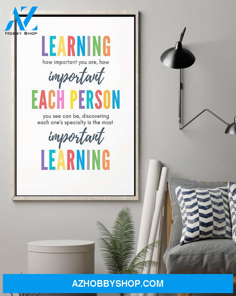 Teacher Classroom Canvas Learning How Important You Are, Student Wall Art Back to School Gift for Teacher