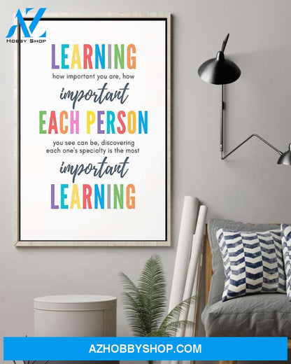 Teacher Classroom Canvas Learning How Important You Are, Student Wall Art Back to School Gift for Teacher