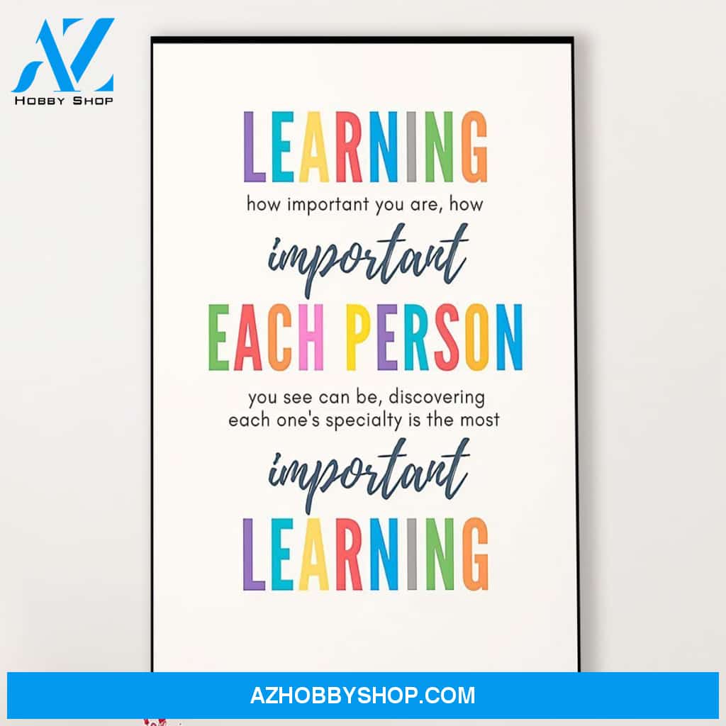 Teacher Classroom Canvas Learning How Important You Are, Student Wall Art Back to School Gift for Teacher