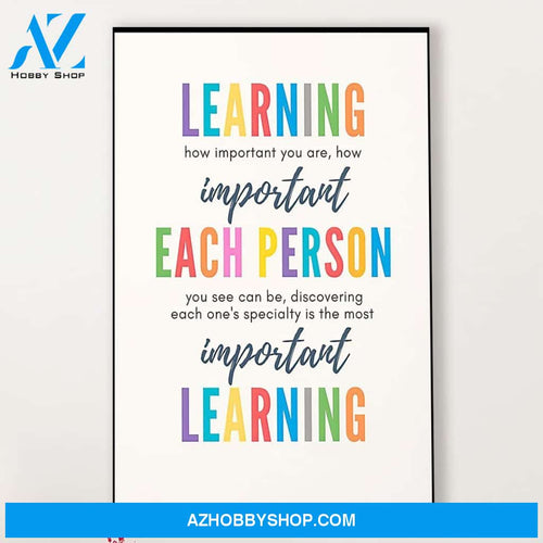 Teacher Classroom Canvas Learning How Important You Are, Student Wall Art Back to School Gift for Teacher