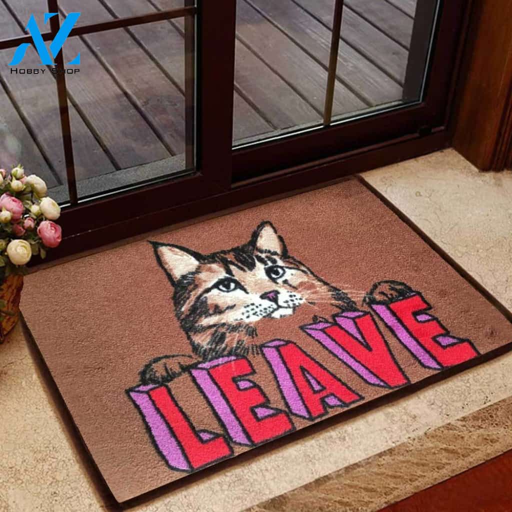 Leave Cat Doormat Welcome Mat House Warming Gift Home Decor Gift for Cat Lovers Funny Doormat Gift Idea