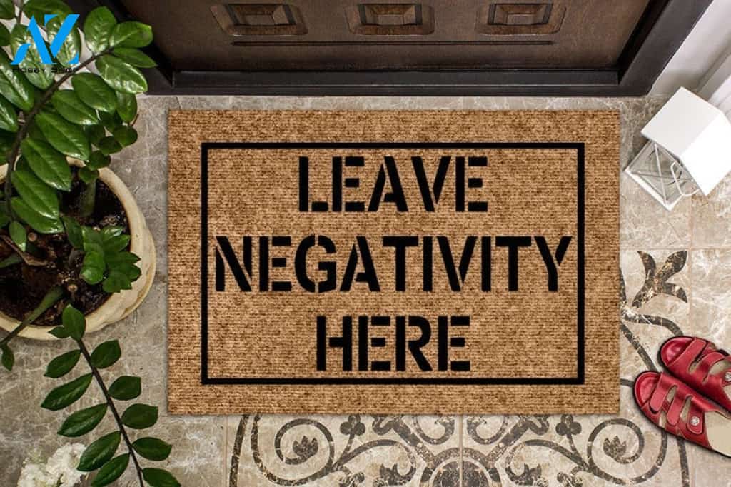 Leave Negativity Here Funny Quote Doormat Welcome Mat House Warming Gift Home Decor Funny Doormat Gift Idea