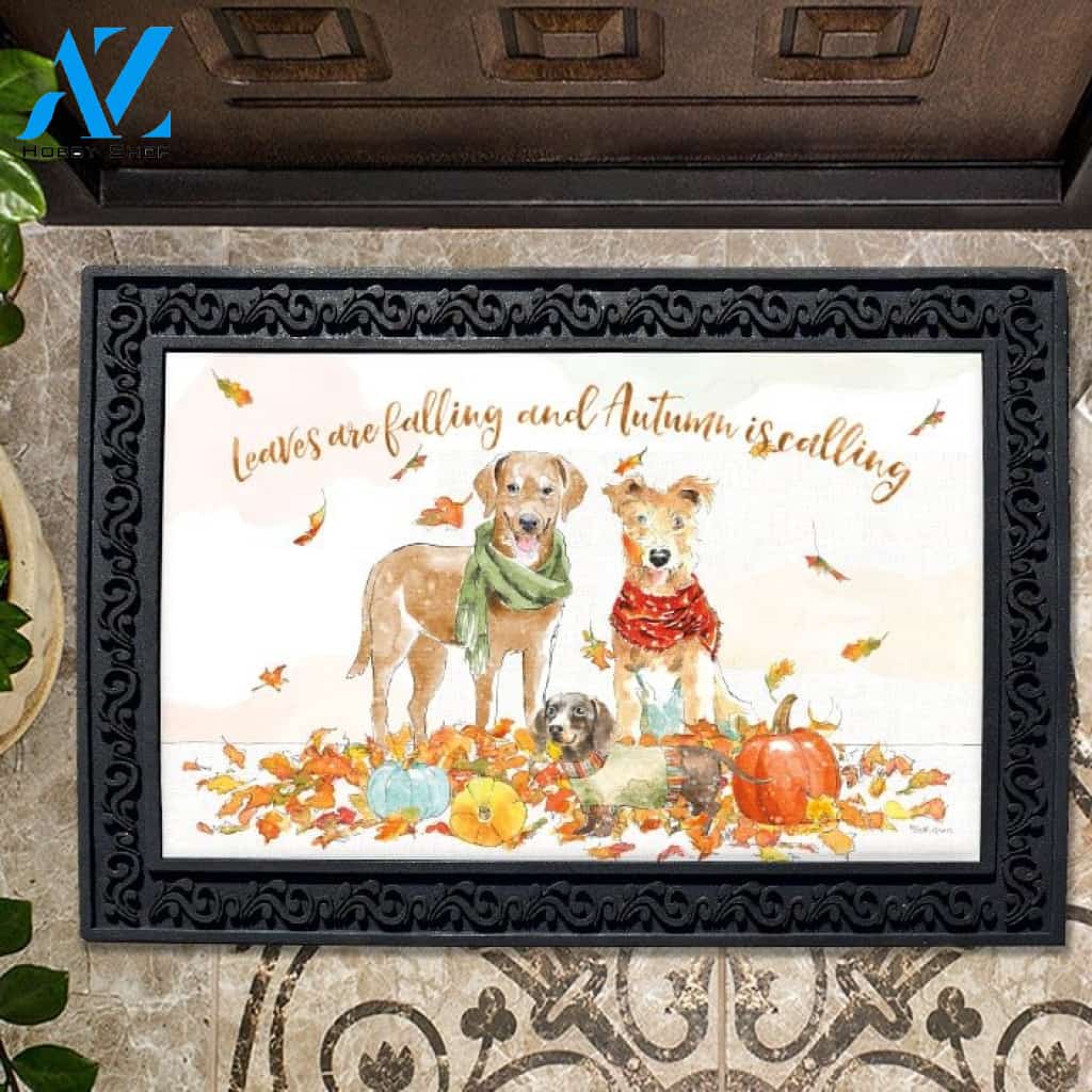 Leaves are Falling Harvest Dogs Doormat - 18" x 30"