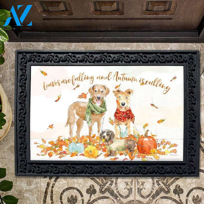 Leaves are Falling Harvest Dogs Doormat - 18" x 30"