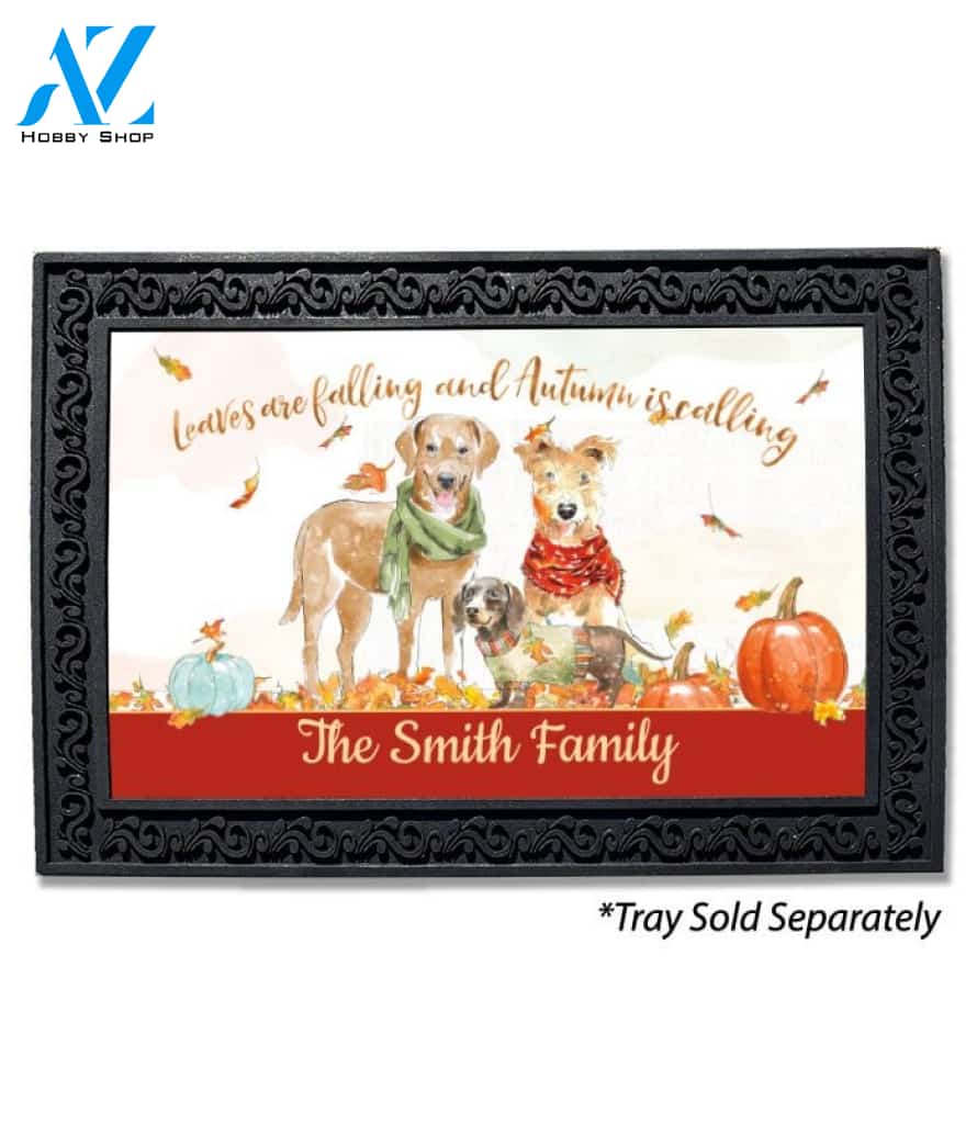 Leaves are Falling Harvest Dogs Personalized Doormat - 18" x 30"