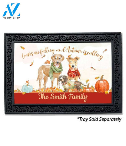 Leaves are Falling Harvest Dogs Personalized Doormat - 18" x 30"