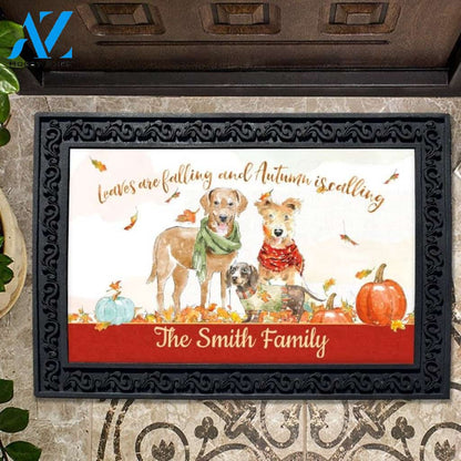 Leaves are Falling Harvest Dogs Personalized Doormat - 18" x 30"