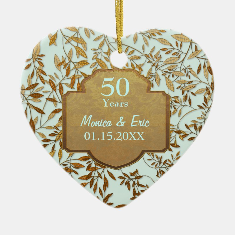 Leaves Of Gold 50Th Wedding Anniversary Ceramic Ornament