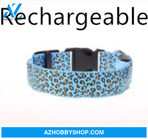 Led Dog Collar Safety Adjustable Nylon Leopard Pet S / Bluerechargeable