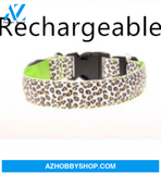 Led Dog Collar Safety Adjustable Nylon Leopard Pet S / Greenrechargeable