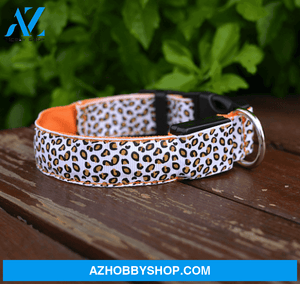 Led Dog Collar Safety Adjustable Nylon Leopard Pet S / Orange