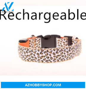 Led Dog Collar Safety Adjustable Nylon Leopard Pet S / Orangerechargeable