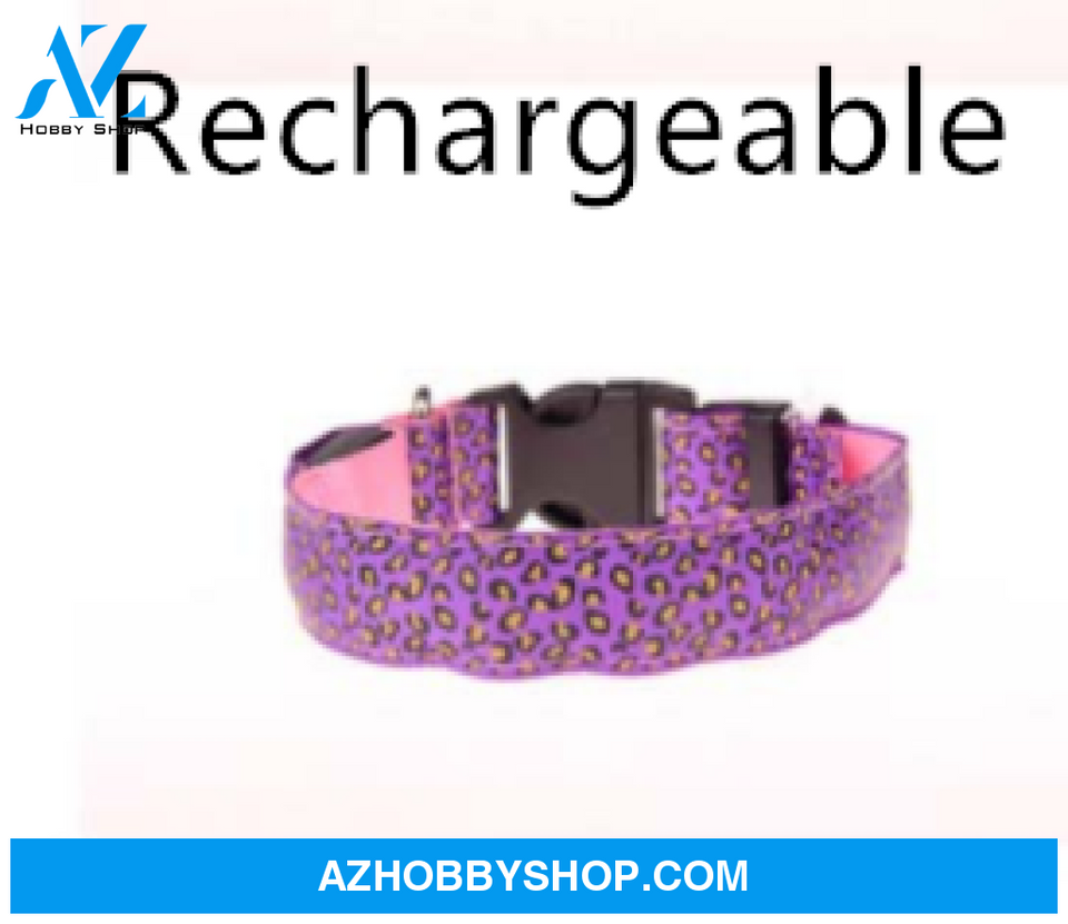 Led Dog Collar Safety Adjustable Nylon Leopard Pet S / Pinkrechargeable
