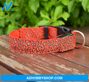 Led Dog Collar Safety Adjustable Nylon Leopard Pet S / Red