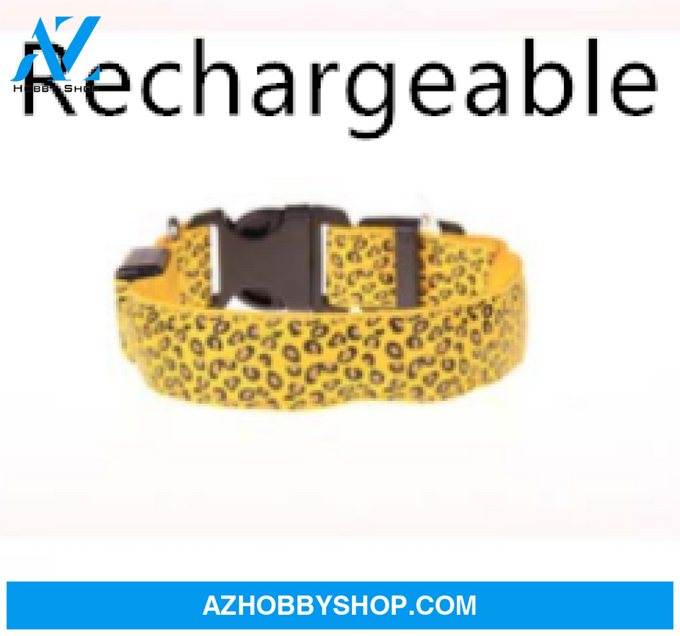 Led Dog Collar Safety Adjustable Nylon Leopard Pet S / Yellowrechargeable