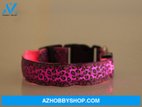 Led Dog Collar Safety Adjustable Nylon Leopard Pet Xl / Pinkrechargeable