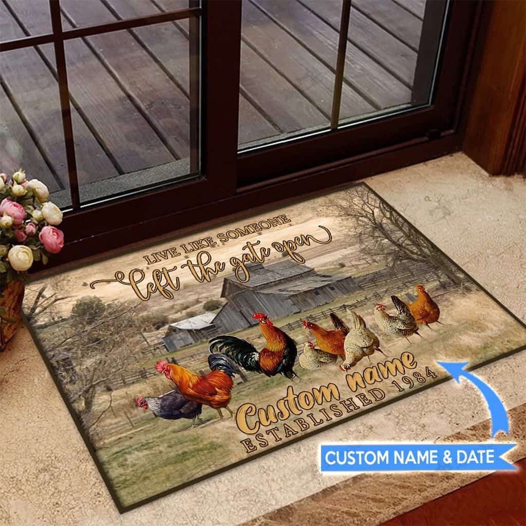 Left The Gate Openchicken Personalized Custom Name Doormat Welcome Mat