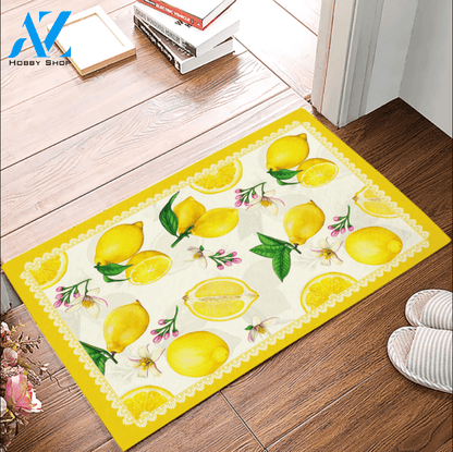 Lemons And Flower Doormat Welcome Mat Housewarming Gift Home Decor Funny Doormat Gift Idea For Fruit Lovers Gift For Friend