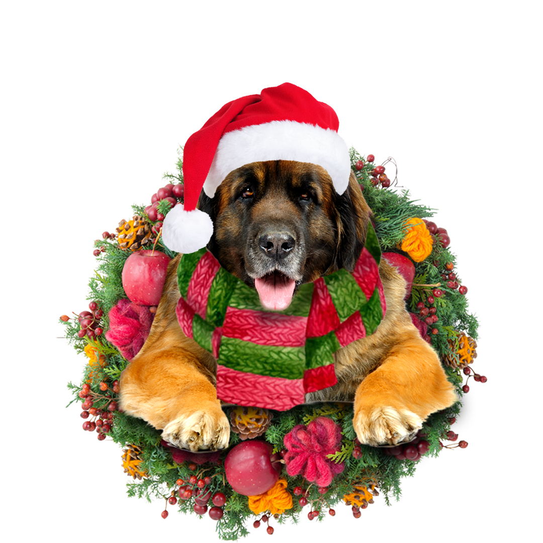 Godmerch- Ornament- Leonberger Christmas Ornament, Happy Christmas Ornament, Car Ornament