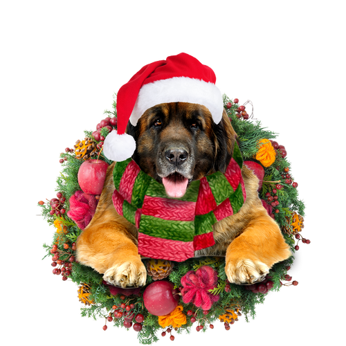 Godmerch- Ornament- Leonberger Christmas Ornament, Happy Christmas Ornament, Car Ornament