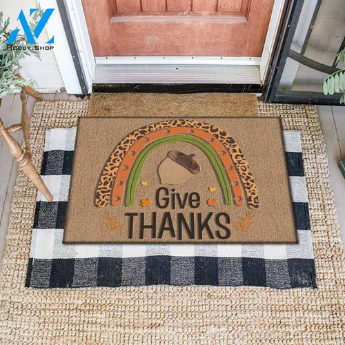 Leopard Fall Rainbow Thanksgiving Fall Doormat Gift For Friend Family Home Decor Warm House Gift Welcome Mat