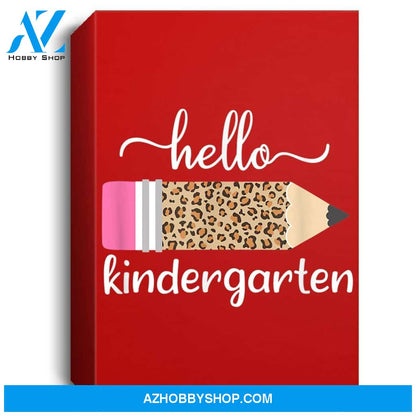Leopard Print Hello Kindergarten First Day Of School Teacher Portrait Canvas