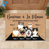 Les humains vivent ici avec nous French - Funny Personalized Pet Doormat | WELCOME MAT | HOUSE WARMING GIFT