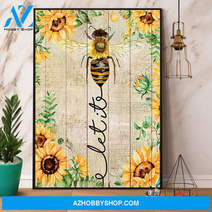 Bee Sunflower Let It Bee Canvas And Poster, Wall Decor Visual Art