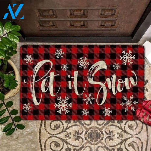 Let It Snow Buffalo Red Plaid Christmas Doormat Gift For Friend Family Birthday Gift Decor Warm House Gift Welcome Mat