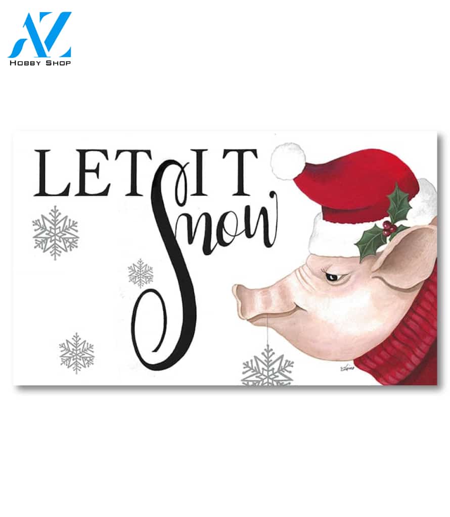 Let it Snow Pig Doormat - 18" x 30"