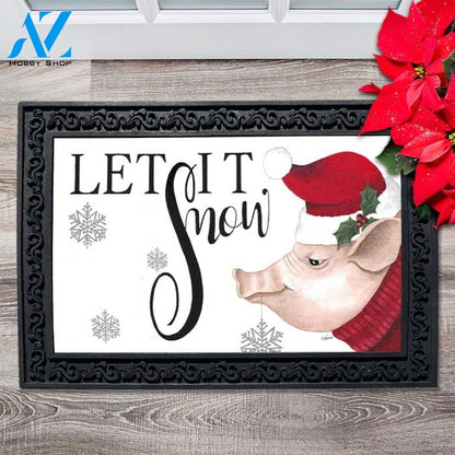 Let it Snow Pig Doormat - 18" x 30"