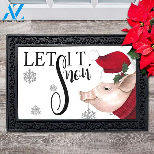 Let it Snow Pig Doormat - 18" x 30"