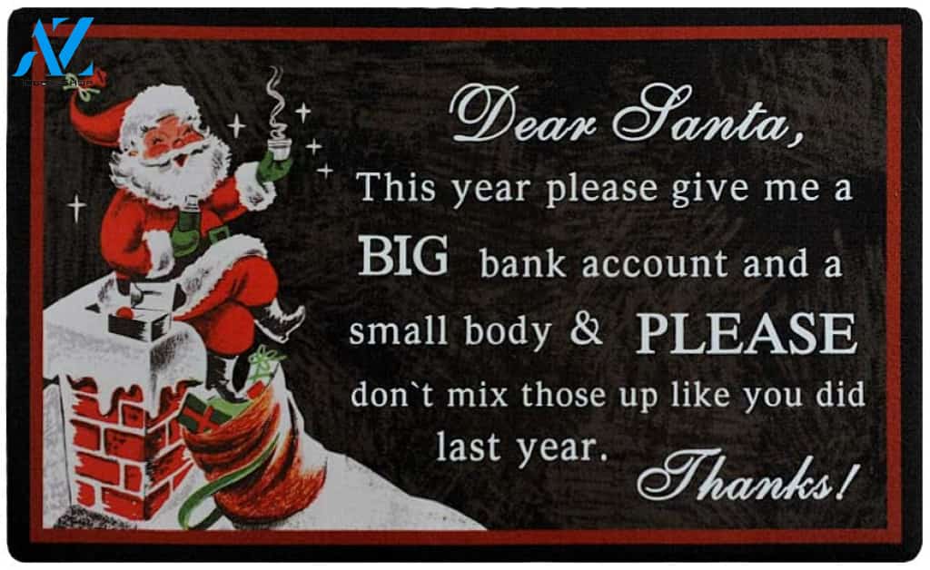 Letter For Santa Give Me Big Bank Account Doormat Indoor And Outdoor Mat Entrance Rug Sweet Home Decor Housewarming Gift Gift Friend Family Christmas Holiday
