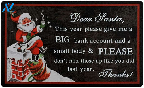 Letter For Santa Give Me Big Bank Account Doormat Indoor And Outdoor Mat Entrance Rug Sweet Home Decor Housewarming Gift Gift Friend Family Christmas Holiday