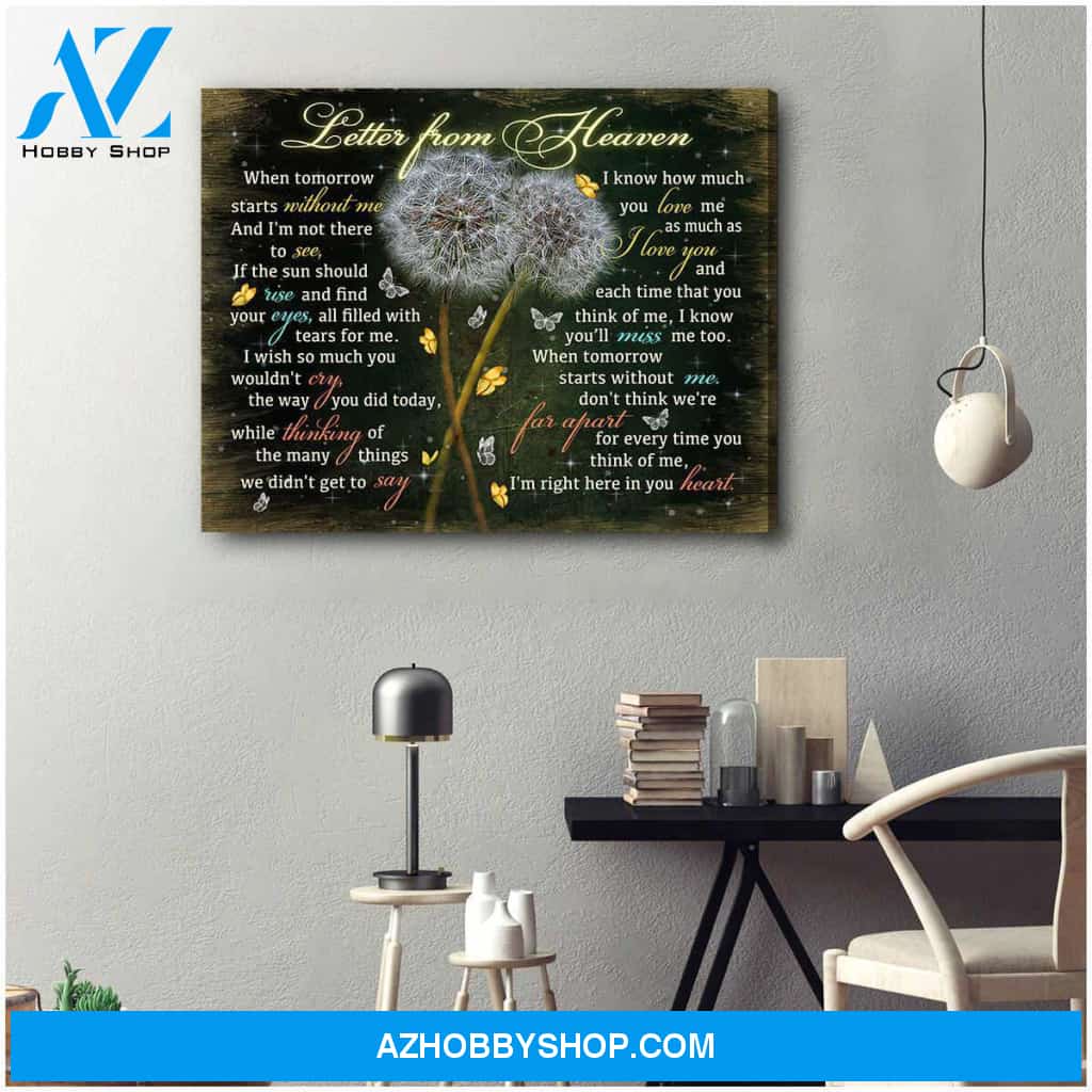 Letter from heaven Dandelion and Butterflies Memorial Canvas Wall Art Decor