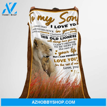 Letter Lion Mom To Son Fleece Blanket Gift for Son