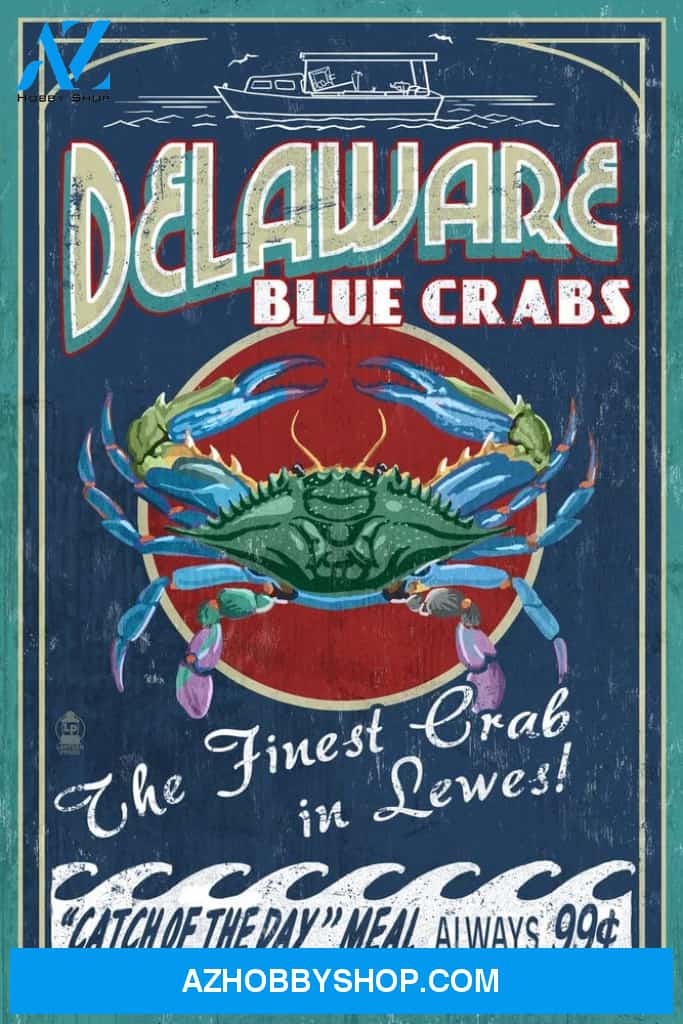 Lewes Delaware Blue Crabs Vintage Sign